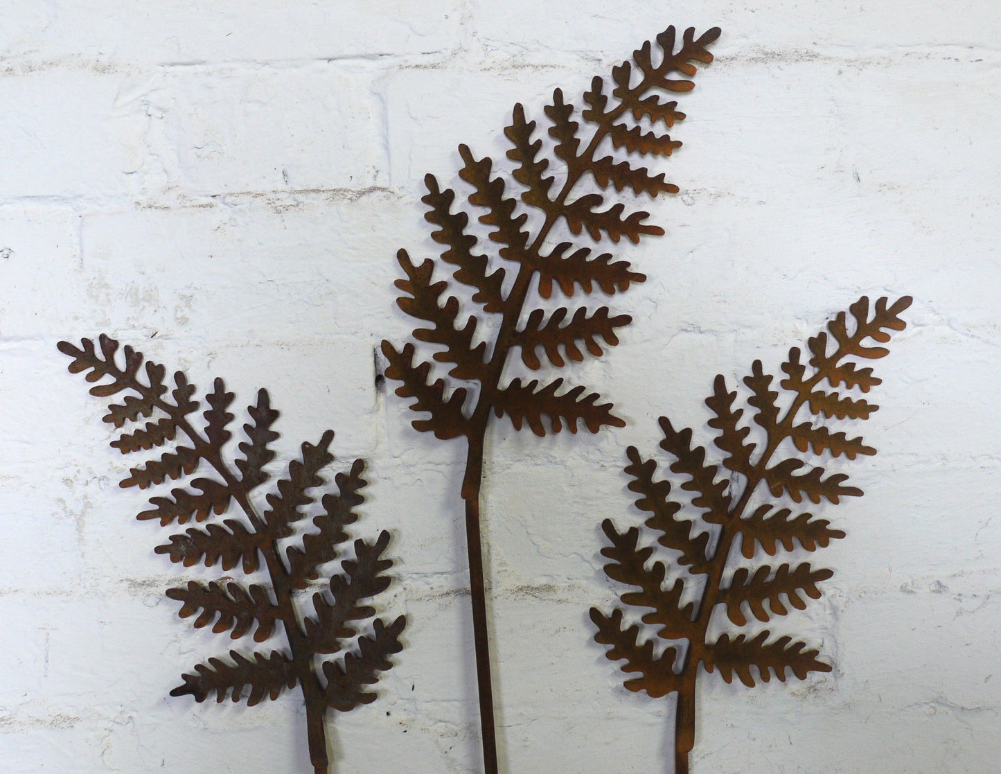 Set of Three Small Fern Plant Stakes